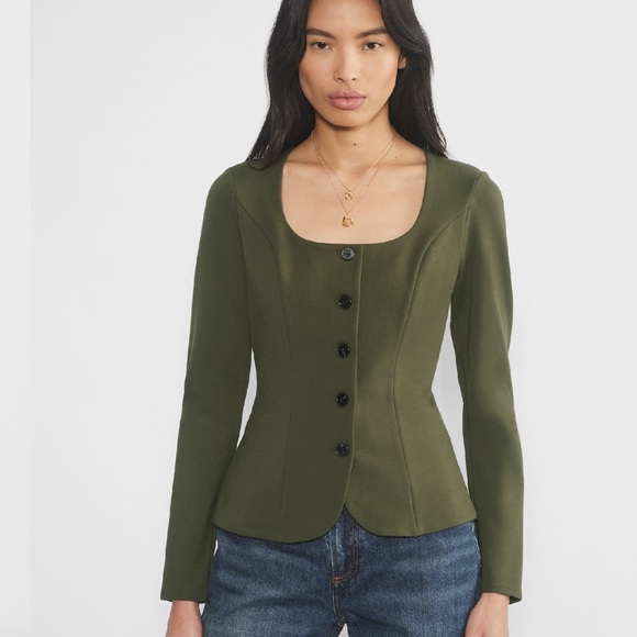Wilfred Jackets & Blazers - Wilfred Felice Ponte Top Ponte-knit button-up blouse Size 4 Green